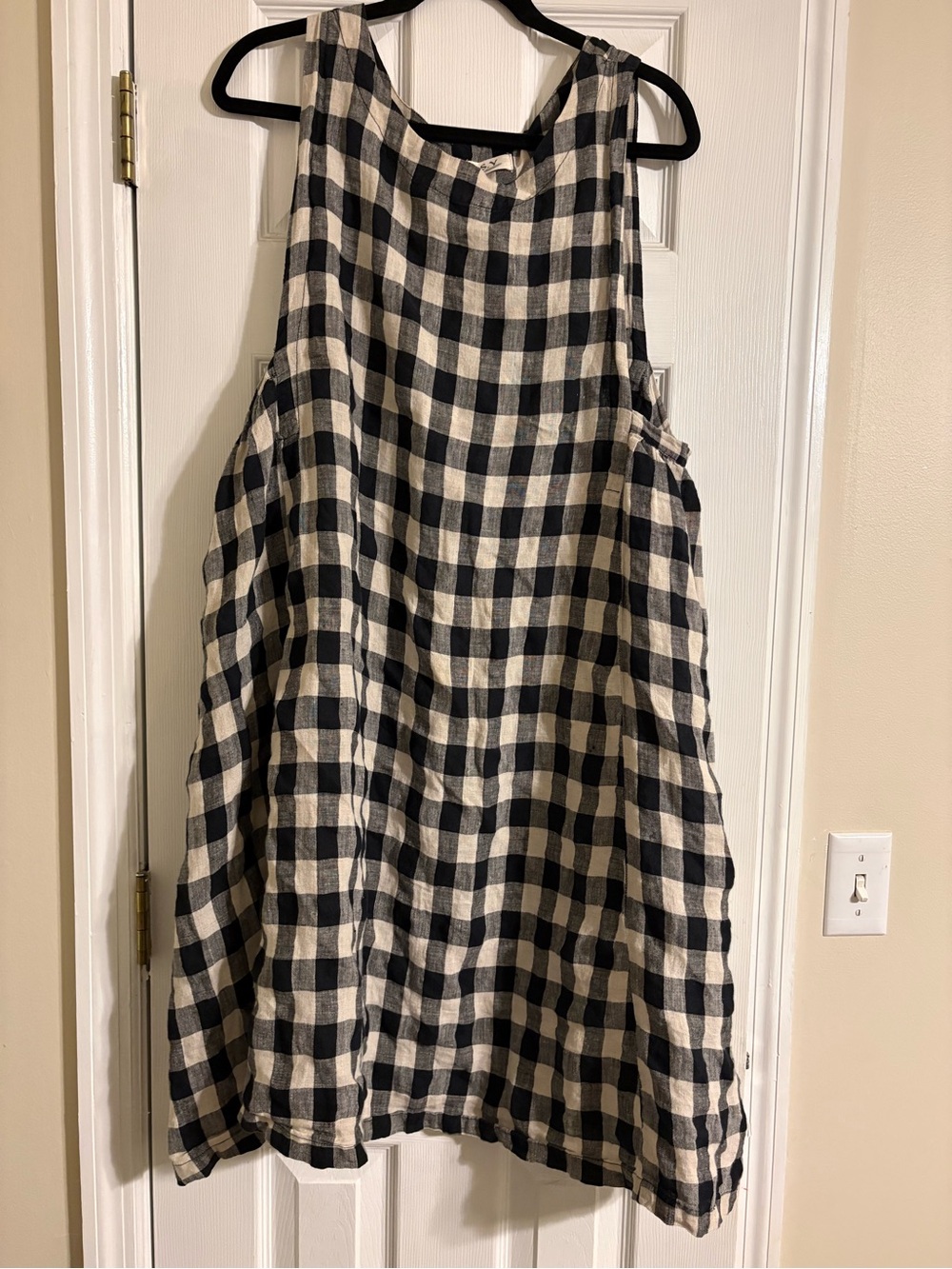 Oversized Black and Cream Gingham Sleeveless Dress